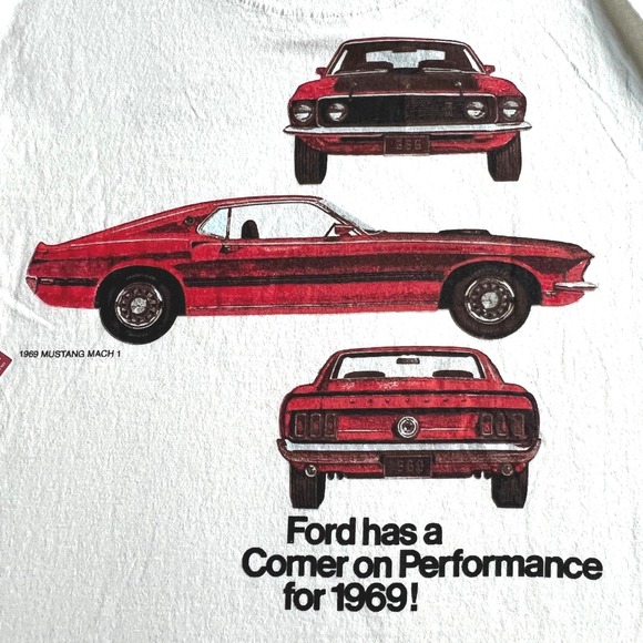 1969‎ Ford Mustang Mach 1 T Shirt L Graphic Tee Muscle Car Enthusiast Classic - Picture 1 of 10
